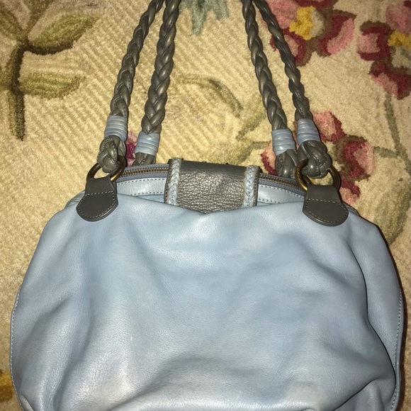 Isabella Fiore Serina Mosaic Moroccan Blue Bohemian Embroidered Satchel Hobo Bag - Picture 8 of 15